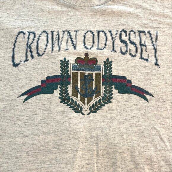 Mendez Sportswear Tops - XL Cotton T Shirt Green Royal Cruise Crown Odyssey Luxury Ocean Liner Ship VTG